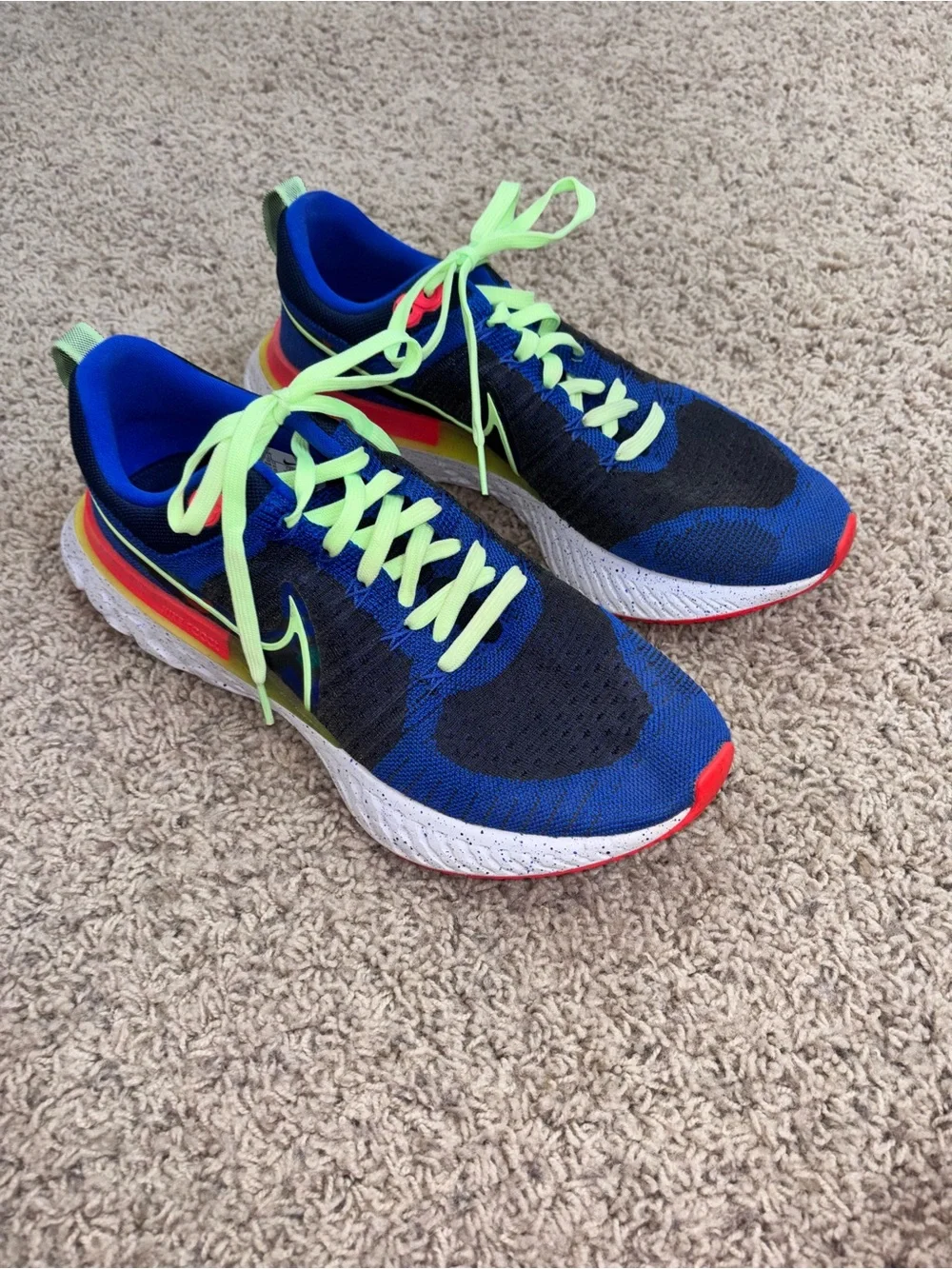 Nike Blue Running Sneakers with Neon Laces